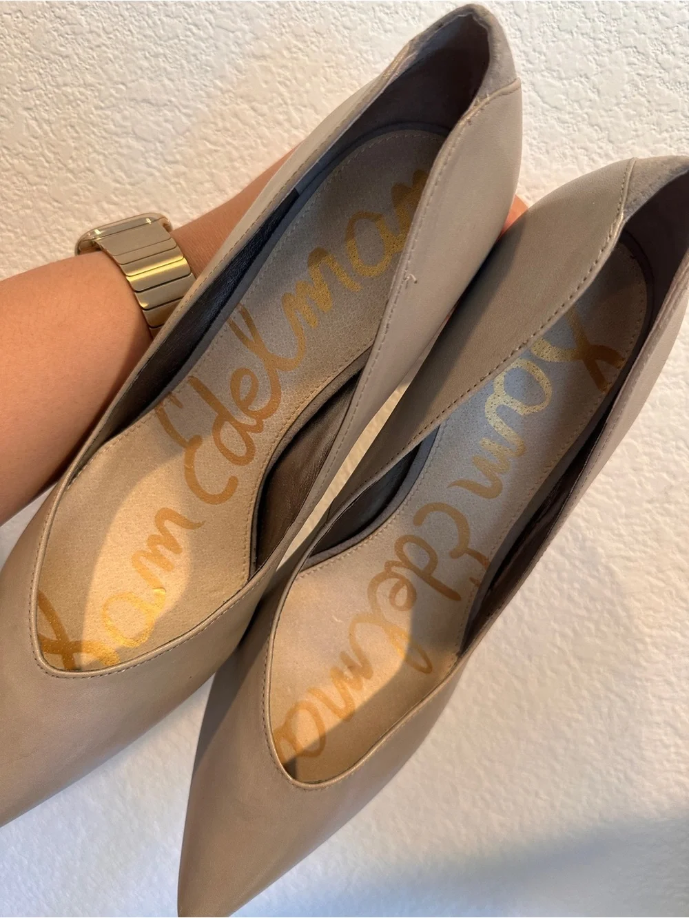 Sam Edelman Hazel Leather Pointed Toe Pumps | Taupe | Women’s Size 11